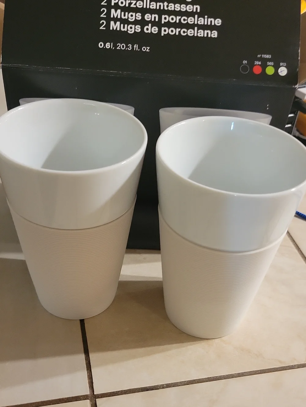 Set Of 2 Bodum 20.3oz Off White Porcelain Silicone Cups